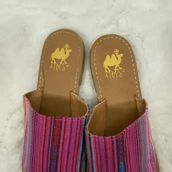 Women's Camel Multicolor Slip On Sandals Boho Size 8 - Picture 3 of 6